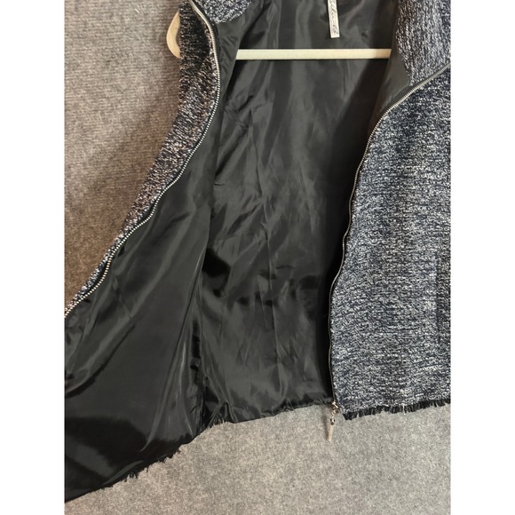 NWT Lulu B Textured Knit Zip Front Vest Women's Size Medium Navy White Fringe - Picture 4 of 9